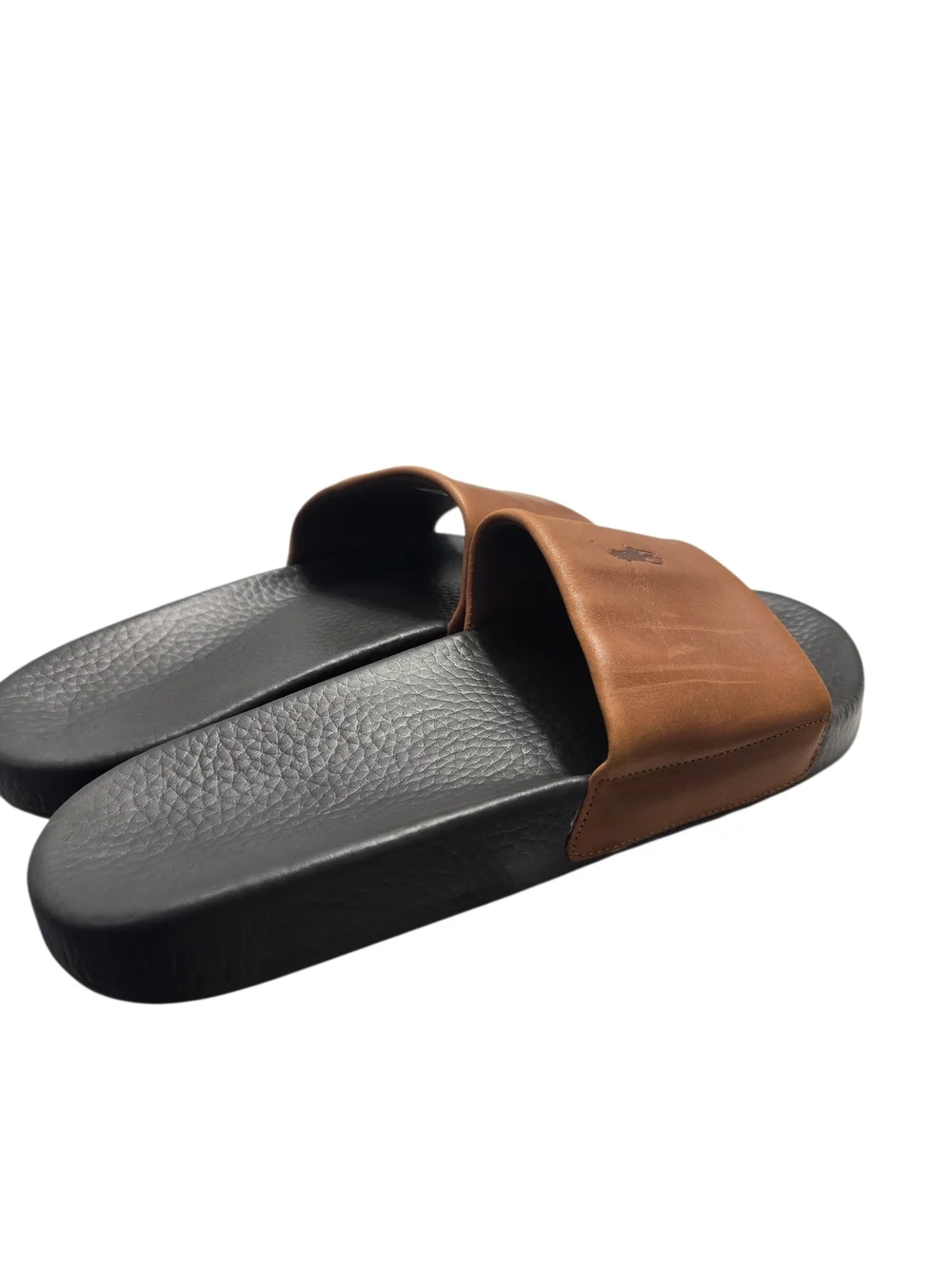 Polo by Ralph Lauren Signature Pony Men’s Brown Leather Slide Sandals Size 12